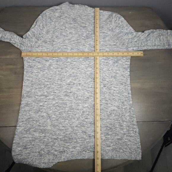 Loft Womens Long Sleeve Blue Metallic Grey Open Front Knit Cardigan Size Large - Picture 9 of 10